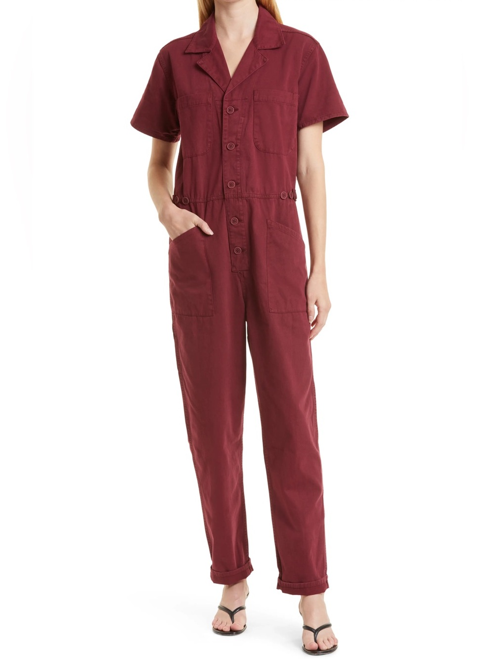 Pistola Grover Cotton Jumpsuit in Burgundy Red Size XS